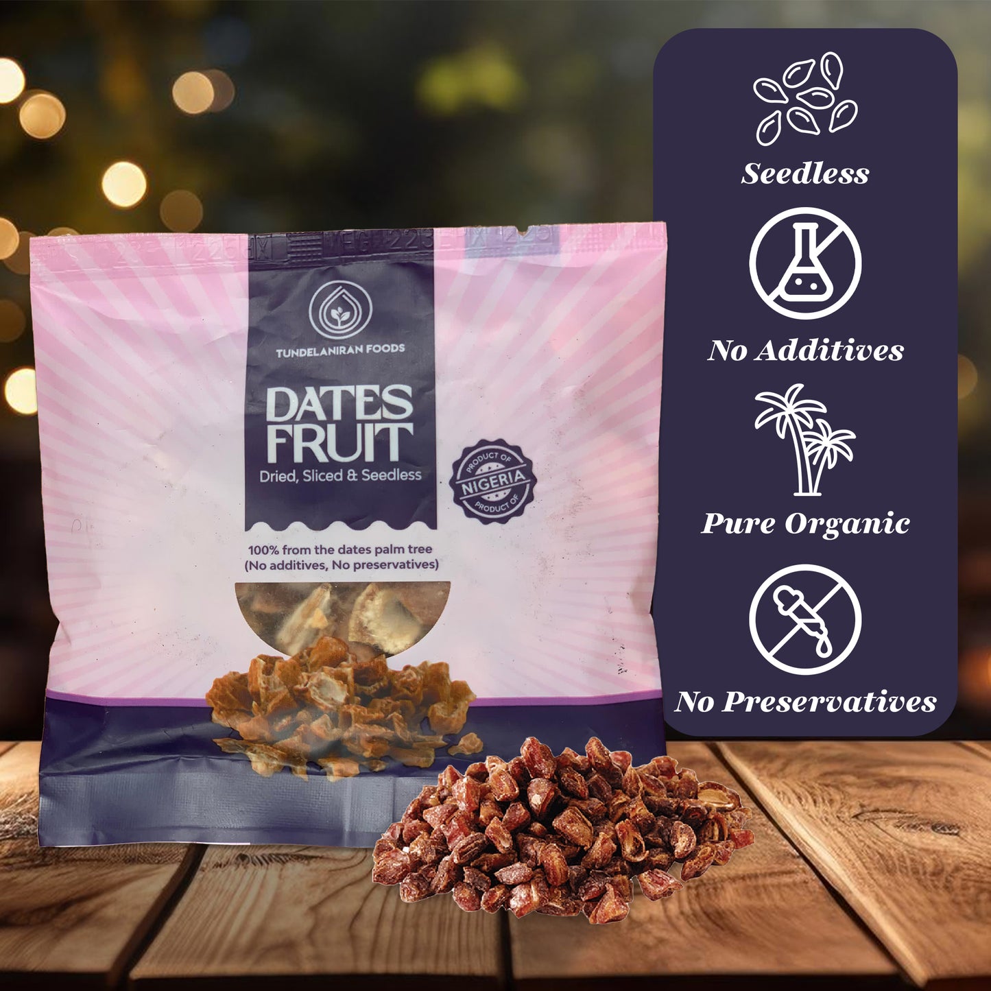 Pitted and Sliced Dates Fruit - Small Pack - TundeLaniran Foods